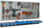  botle Fali polc 156x72 cm Fém tárolórendszer szerszámtartókkal és 8 rakodódobozzal, 100 x 150 x 70 mm szín: kék - mall - 38 700 Ft