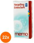 Bazar Bio Set 22 x Servetele Nazale din Hartie Reciclata, 4 Straturi, Albe, Recycling Extra Soft Memo