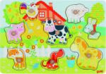 Goki Fa Színes fogantyús puzzle farm állatok (GK57392)
