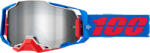  100% cross szemüveg Armega GOGGLE Blue/Red/White / Silver Mirror