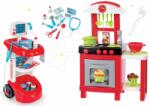 Smoby Set cărucior medical Smoby cu tensiometru, bucătărie de jucărie cu tejghea pentru luat masa şi accesorii (SM24475-4)
