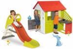 Smoby Set căsuţă Pretty Nature Smoby cu bucătărie de vară şi tobogan KS cu apă de la 24 luni (SM810713-5) Casuta pentru copii