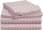 HomePuls Cearsaf de pat cu elastic Damasc Bumbac 100% dunga 1 cm, 150x250 cm pentru saltea 100x200 cm, Roz Pudra Lenjerie de pat