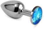 Orion Rosebud Classic Metal Plug S Blue - Butt Plug Metalic cu Diamant, 6, 8 cm