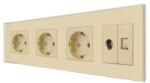 Luxion Priza Tripla Schuko + TV + Internet cu Rama Din Sticla LUXION (LX-3MP010/26/25G-G)