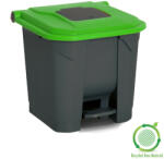 PLANET Szelektív hulladékgyűjtő konténer, műanyag, pedálos, antracit/zöld, 30L (UP225Z)