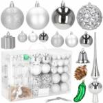 SPRINGOS Set de globuri de Crăciun, 102 bucăți, argintiu (CA0847)