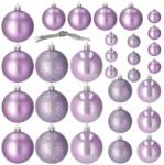 SPRINGOS Set de 30 de globuri de Crăciun, 4, 5, 6 cm, violet (CA0174)
