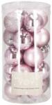 SPRINGOS Set 20 globuri de Craciun, 4 cm, cu snur, mat, sclipici, stralucitor, roz (CA0098)