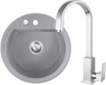 FERRO Set Chiuveta bucatarie Ferro 1 Cuva Rotunda 51 cm GRI si Baterie stativa Ferro Zicco