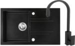 FERRO Set chiuveta Ferro granit 78x48 grafite cu baterie stativa Ferro Zicco neagra