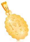 Ekszer Eshop Medál sárga 18K aranyból - ovális Szűz Mária medalion, kétoldalú