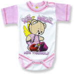 Baby´s Wear Baba body - rövid ujjú, ANGEL, rózsaszín és fehér Méret: 56 (0-2hó)