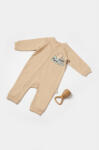 BabyJem Salopeta cu fermoar, two thread, babycosy, 100% bumbac organic, stone (marime: 18-24 luni)