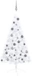 vidaXL Fehér fél műkarácsonyfa LED fényekkel és gömb szettel 120 cm (3077654)