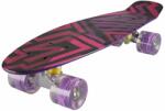 Action Penny board cu roti luminoase, Action One, 22 PU, Aluminium, 90 kg, Asimetrical Stripes Mov Skateboard