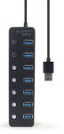 Gembird HUB extern GEMBIRD, porturi USB: USB 3.1 x 7, conectare prin USB, cu on/off, cablu 0, 24 m, negru, "UHB-U3P7P-01" - 871630912467 (RY-UHB-U3P7P-01)