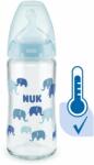 Nuk FC+ üveg cumisüveg hőmérséklet jelzővel 240 ml, kék (BABY20611a)