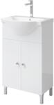 Kring fürdőszobai szekrény, 2 ajtó és kerámia mosdó, 49 x 85.5 x 39 cm, fényes fehér