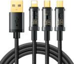 JOYROOM 3in1 USB - USB-C + micro + Lightning Kábel - 1.2m 3.5A - Fekete (JR-S-1T3015A5-BK)