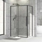 Diplon 100x80 cm fekete keretes két tolóajtós aszimmetrikus zuhanykabin, 6 mm edzett víztiszta üveggel, 195 cm magas (BR6612CA-80100)