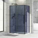 Diplon 120x80 cm fekete keretes tolóajtós aszimmetrikus zuhanykabin, 6 mm edzett füstüveggel, 195 cm magas (BR6612CG-80120)