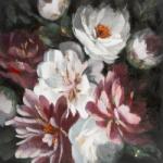 Eurofirany Virágos növényt ábrázoló kézzel festett falikép 359 Fehér/rózsaszín 60x60 cm