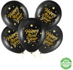 PartyPal Lufi, fekete, Happy New Year, 30cm, 5 db/cs