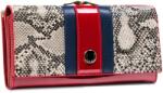Peterson piros lakk / kígyómintás / sötétkék kívül keretes nagy női bőr pénztárca ptnst-721-2022