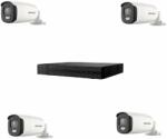 Hikvision HiWatch Kit 4 camere TurboHD bullet, 5 Megapixel, full color iluminare 40m, IP67 si DVR 4 canale (kit4xDS-2CE12HFT-F+HWD-7104MH-G4(S))