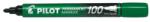 Pilot Set 12 markere permanente Pilot P100 diverse culori 2-4.5 mm varf rotund verde (PSCA-100-G-P)