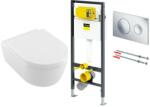 Villeroy & Boch Set vas WC rimless suspendat, Villeroy&Boch Avento, cu capac inchidere lenta, rezervor si clapeta Viega Prevista (792855+5656HR01)