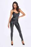 Noir Handmade F306 Mirage Catsuit with Jewelry Rhinestone Chain Adorning The Back L