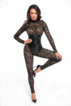 Noir Handmade F299 Enigma Lace Catsuit with Underbust Bodice L