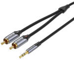 Vention 2xRCA kábel, Cinch jack csatlakozó 3, 5 mm-es Vention BCNBH 2m-hez, szürke (BCNBH)