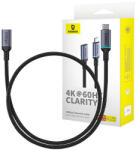 Baseus nagyfelbontású USB-C hosszabbítókábel, dugasz-aljzat 10 Gbps, 0, 5 m, fekete (B0063370C111-00)