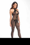 Noir Handmade F315 Ego Flocked Mesh Halter Catsuit S