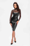 Noir Handmade F310 Sublime Wetlook and Flocked Mesh Midi Dress S