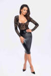 Noir Handmade F295 Euphoria Lace and Wetlook Midi Dress XXXL