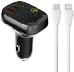 LDNIO Bluetooth C704Q 2USB, USB-C adó FM + USB-C - Lightning kábel (C704Q Type C to ligh)