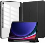 Samsung Tab S9 FE 10, 9 coll Tablettok (SM-X510, SM-X516) - fekete smart case tablet tok, átlátszó hátlappal, ceruza tartóval