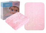 EASY CARE nyomott mintás vastag babapléd 80*110 cm - rózsaszín maci - babyshopkaposvar