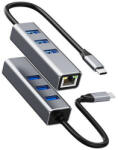 Rocketek 3 in 1 3xUSB 3.0 & 1000Mbps Ethernet Lan dokkoló - USB-C & Ethernet HUB Állomás (RT-R807C)