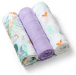 BabyOno 3 db-os színes, mintás textil pelenka bambusz - orgona