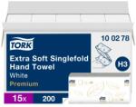 Tork Premium Singlefold Z hajtogatott kéztörlő, extra soft H3 2 rétegű, fehér, 15x200lap SCA100278