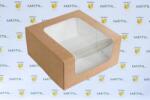 Szidibox Karton Papírdoboz barna kraft ablakkal 18x18x9cm, ételcsomagolás P4397 (SZID-01421)