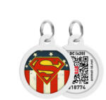 WauDog Smart ID QR - biléta ("Superman America" minta, QR kód) -Ø25mm