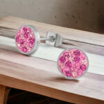  8 Mm Kör Fuchsia Kristállyal - Acél Stift Fülbevaló