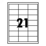  Etikett címke, 63, 5x38, 1mm, 100 lap, 21 címke/lap (ETIK63X38) - irodaitermekek