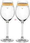 D&D Üveg pohár arany szegéllyel, swarovski dísszel bor 360ml átlátszó 2-db-os szett (8588006988765)